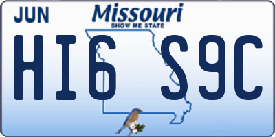 MO license plate HI6S9C
