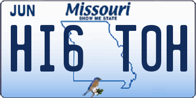 MO license plate HI6T0H