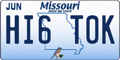 MO license plate HI6T0K