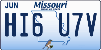 MO license plate HI6U7V