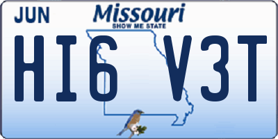 MO license plate HI6V3T