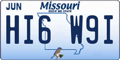 MO license plate HI6W9I