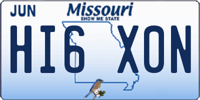 MO license plate HI6X0N