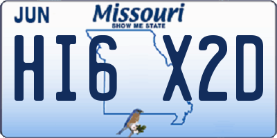 MO license plate HI6X2D