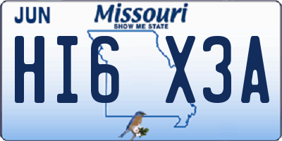 MO license plate HI6X3A