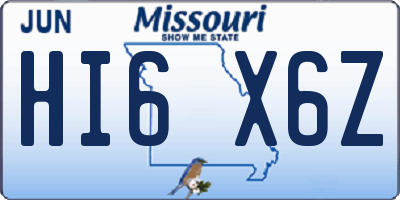 MO license plate HI6X6Z