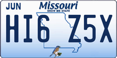 MO license plate HI6Z5X