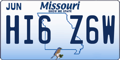 MO license plate HI6Z6W