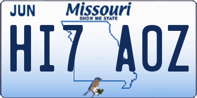 MO license plate HI7A0Z