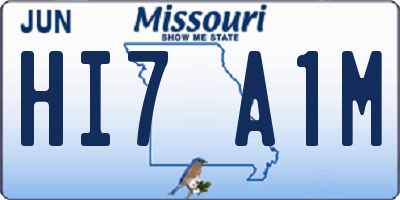 MO license plate HI7A1M