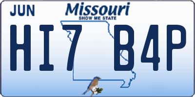 MO license plate HI7B4P