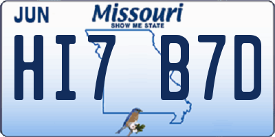 MO license plate HI7B7D