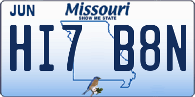 MO license plate HI7B8N