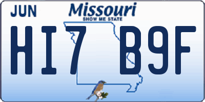 MO license plate HI7B9F