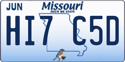 MO license plate HI7C5D
