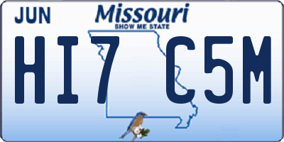 MO license plate HI7C5M