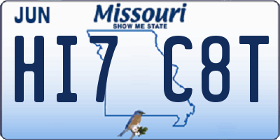 MO license plate HI7C8T