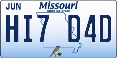 MO license plate HI7D4D