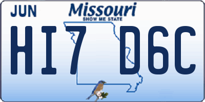 MO license plate HI7D6C