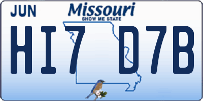 MO license plate HI7D7B