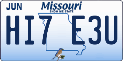 MO license plate HI7E3U