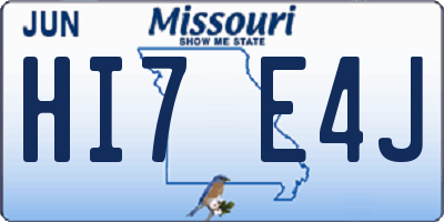 MO license plate HI7E4J