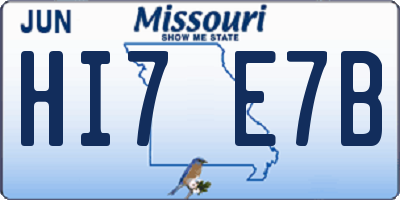 MO license plate HI7E7B