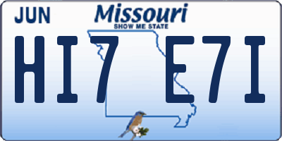 MO license plate HI7E7I