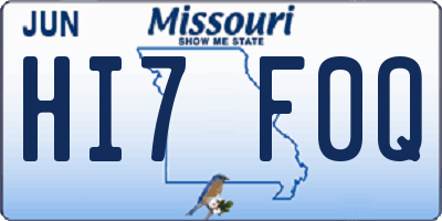 MO license plate HI7F0Q