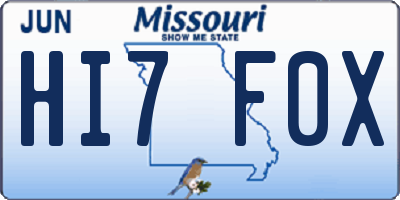 MO license plate HI7F0X