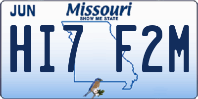 MO license plate HI7F2M