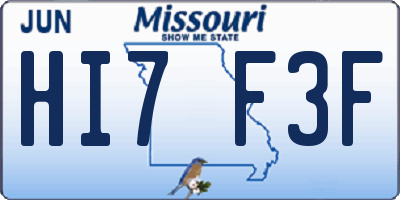 MO license plate HI7F3F