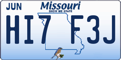 MO license plate HI7F3J