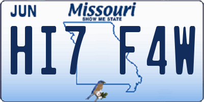 MO license plate HI7F4W
