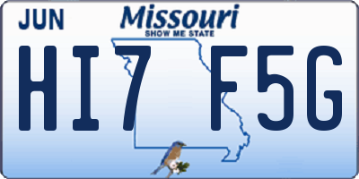 MO license plate HI7F5G