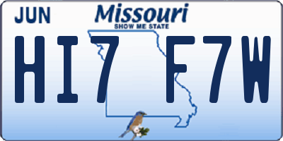 MO license plate HI7F7W