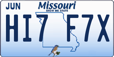 MO license plate HI7F7X