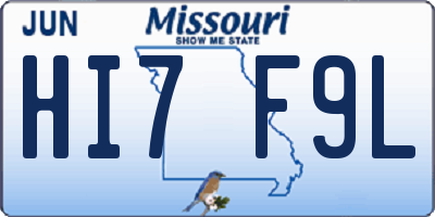 MO license plate HI7F9L