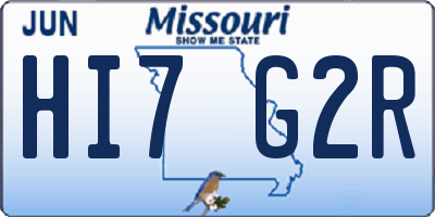 MO license plate HI7G2R