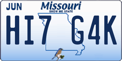 MO license plate HI7G4K
