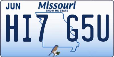 MO license plate HI7G5U