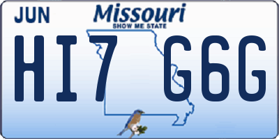 MO license plate HI7G6G