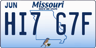 MO license plate HI7G7F