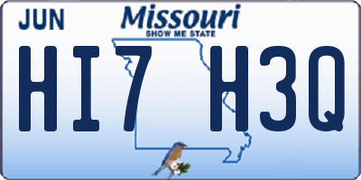 MO license plate HI7H3Q