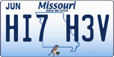 MO license plate HI7H3V