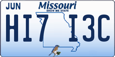 MO license plate HI7I3C