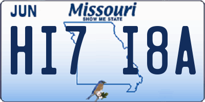 MO license plate HI7I8A