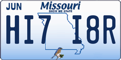 MO license plate HI7I8R