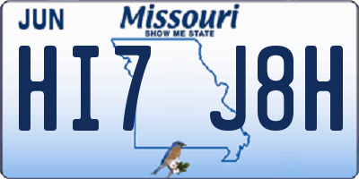 MO license plate HI7J8H