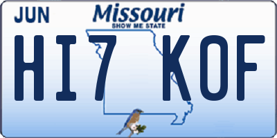 MO license plate HI7K0F